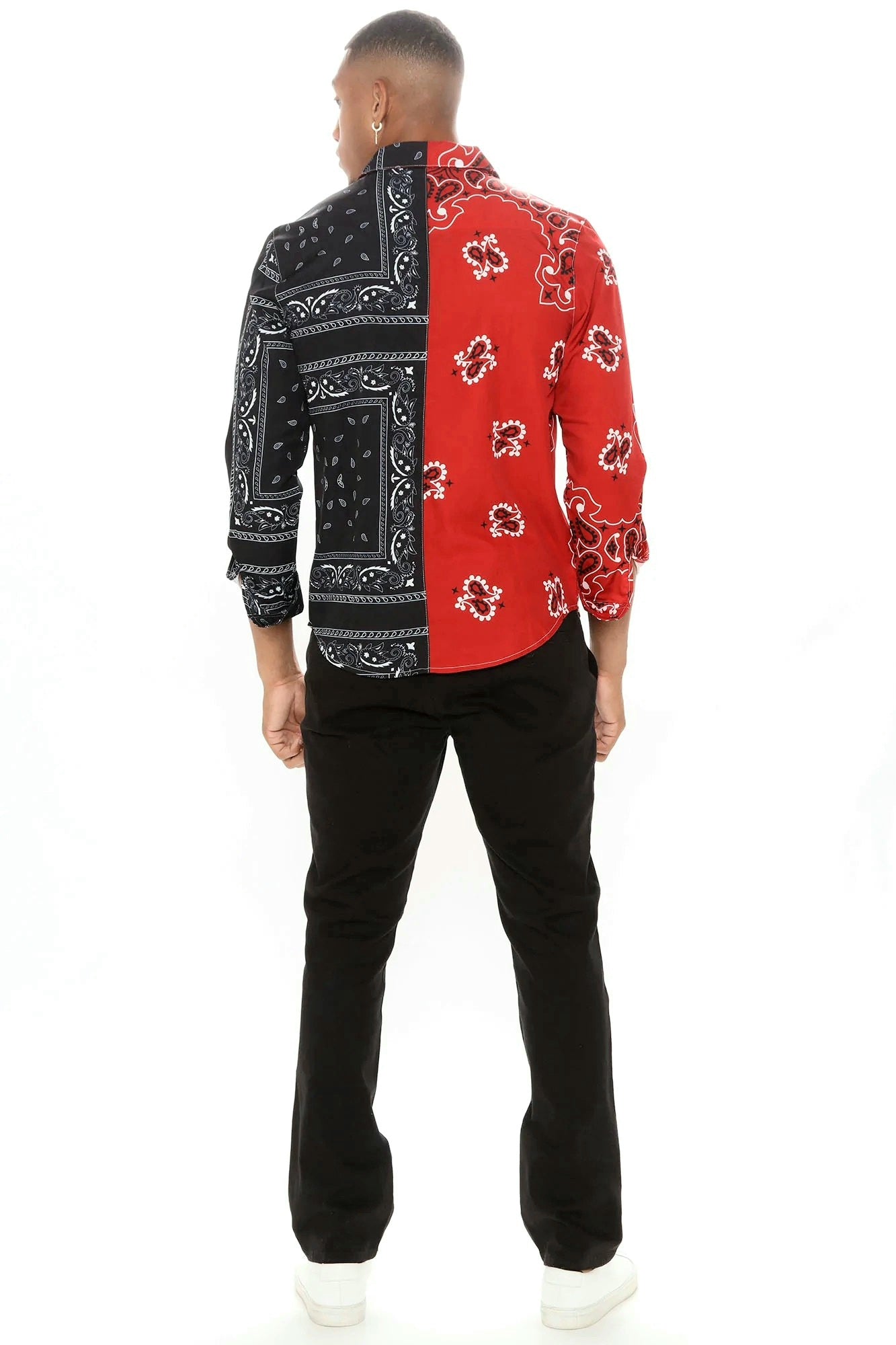 Mens Long Sleeve Bandana Shirt