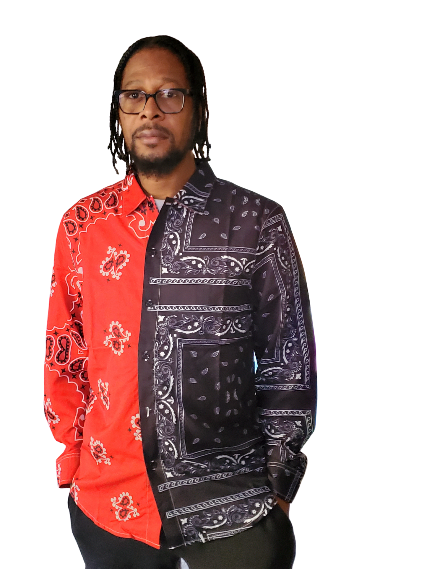 Mens Long Sleeve Bandana Shirt