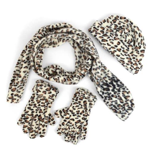 Women's Leopard Print Fleece Winter Set