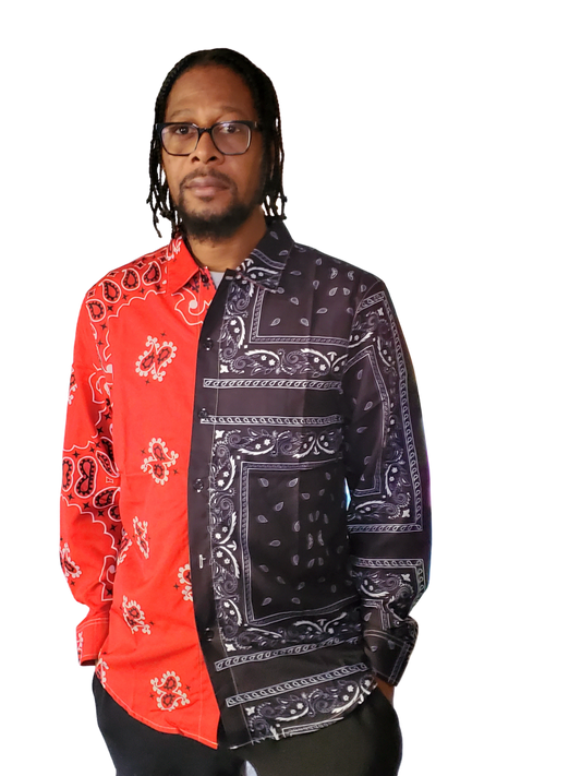 Mens Long Sleeve Bandana Shirt