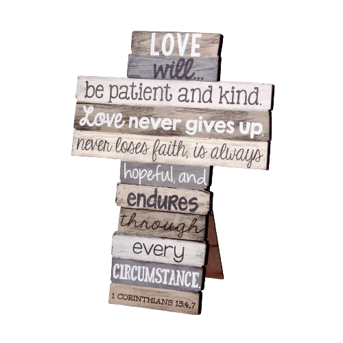 Stacked Wood Cross Love